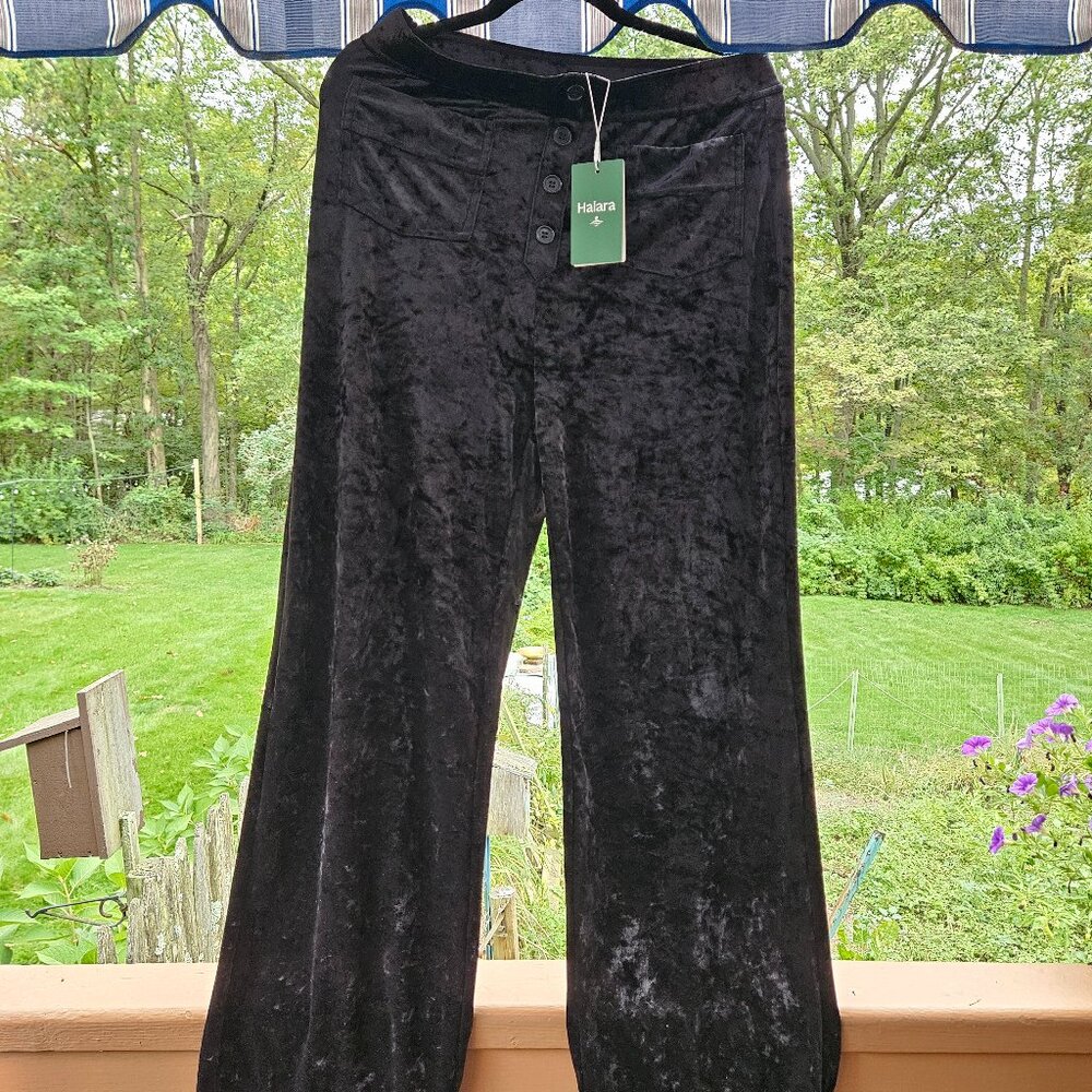 Halara NWT black velvet pants size L